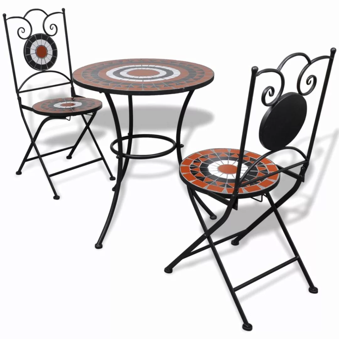 3-tlg. Bistro-set Keramikfliese Terrakotta/weiß günstig online kaufen