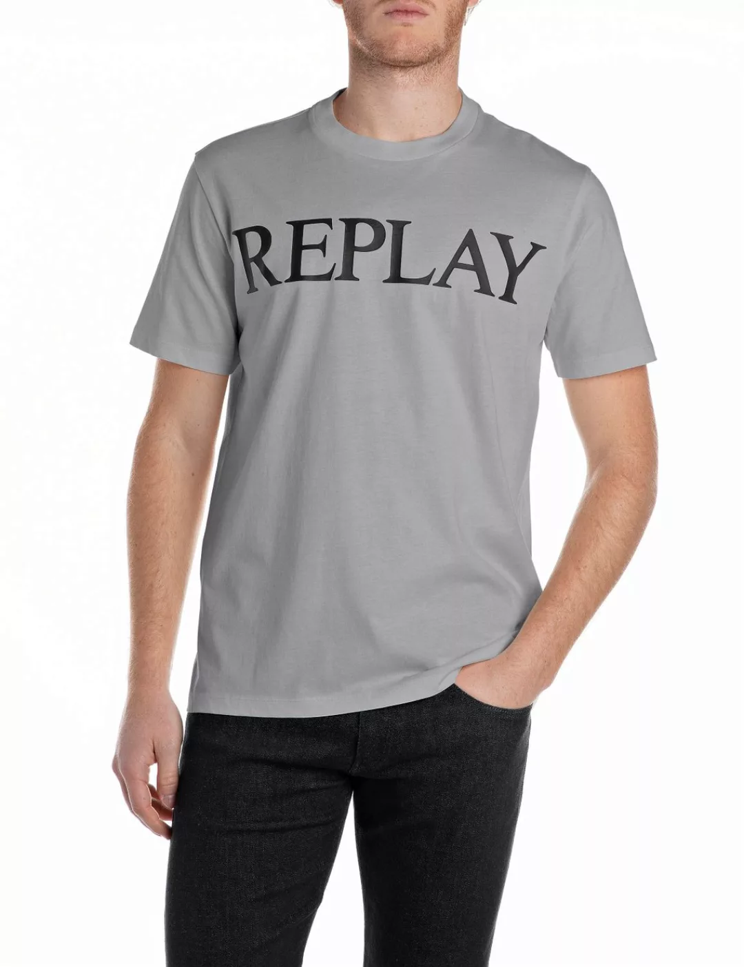 Replay Herren Rundhals T-Shirt BASIC JERSEY BIG 30/1 Regular Fit günstig online kaufen