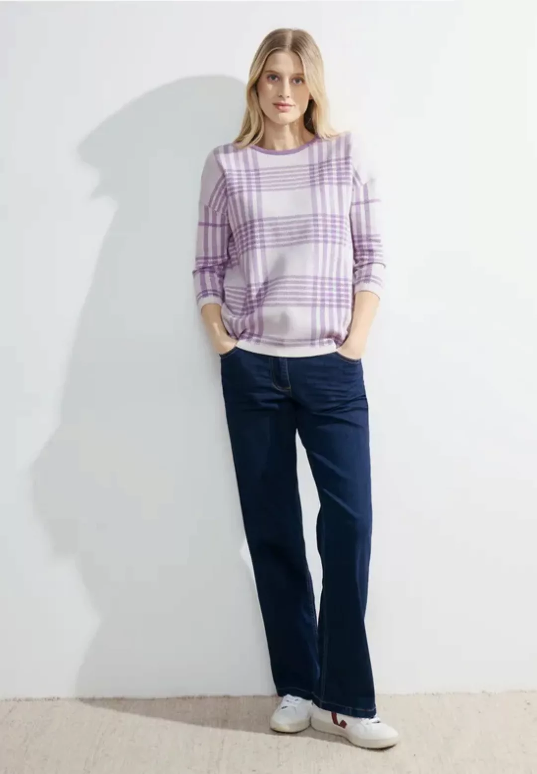 Cecil Sweatshirt Round Neck Check Pullover günstig online kaufen