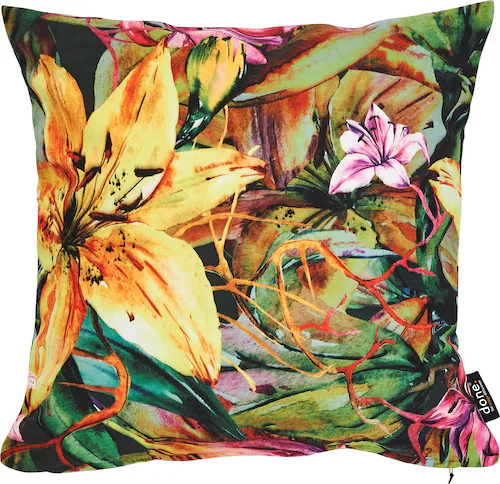 done.® Dekokissen »Velour Print Yellow Lily«, Beidseitig bedruckte Kissenhü günstig online kaufen