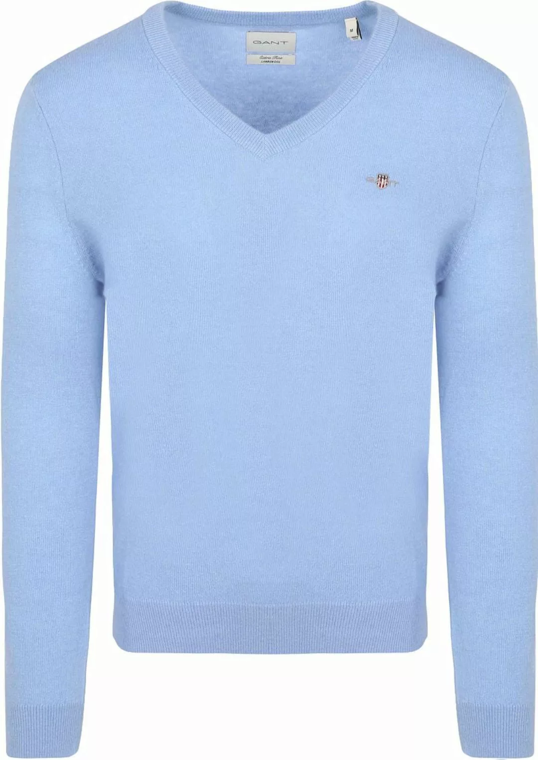 Gant Pullover V-Ausschnitt Wool Blend Hellblau - Größe 3XL günstig online kaufen