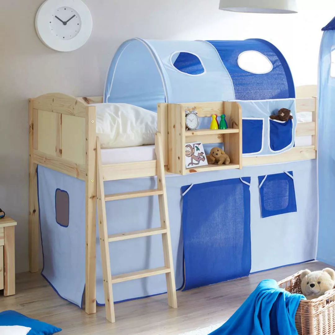 Kinder-Spielbett in Kieferfarben Rutsche günstig online kaufen
