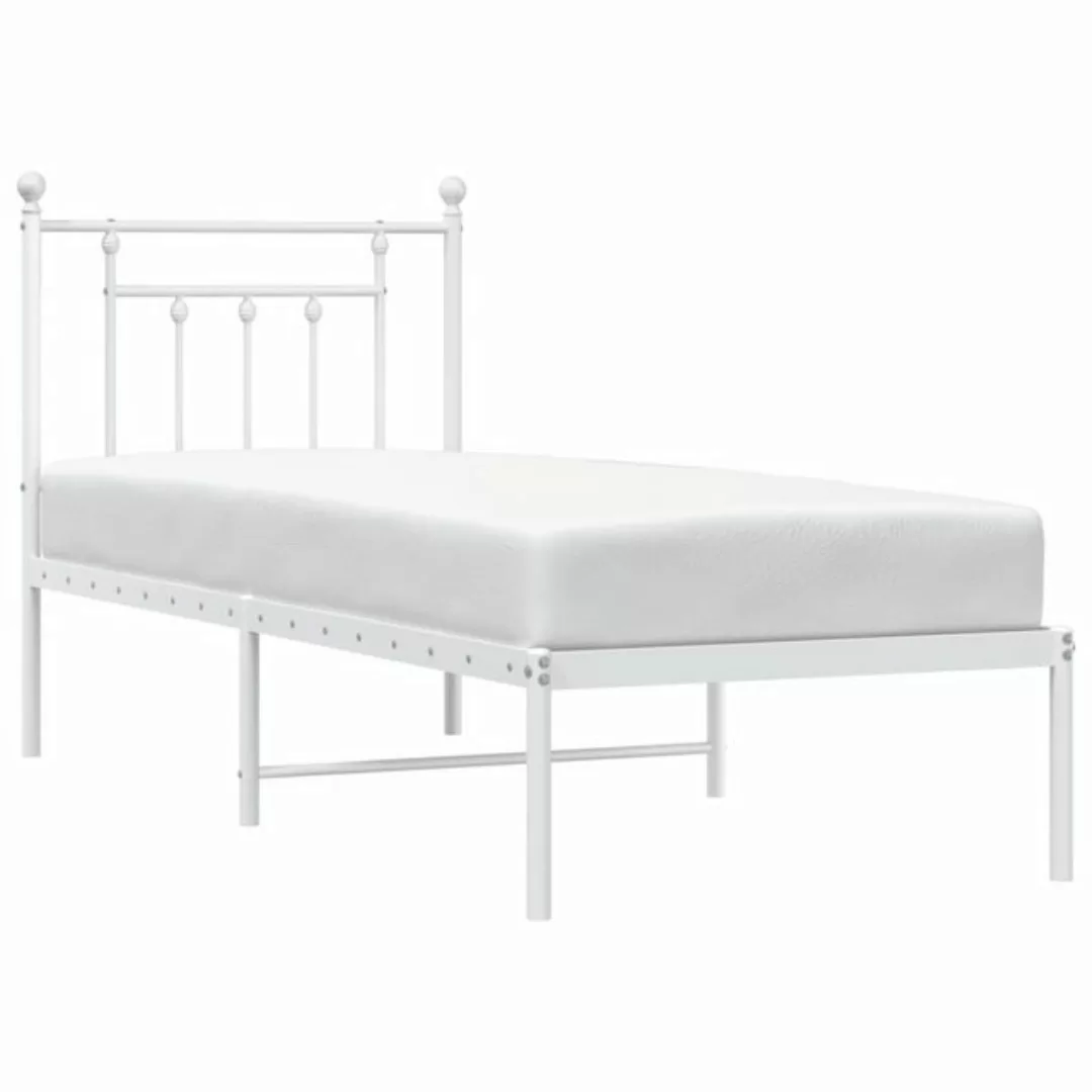 vidaXL Bett Bettgestell mit Kopfteil Metall Weiß 75x190 cm günstig online kaufen