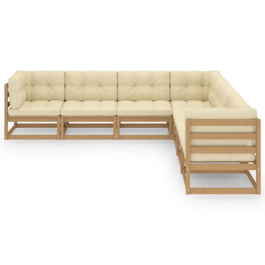 7-tlg. Garten-lounge-set Kissen Honigbraun Kiefer Massivholz günstig online kaufen