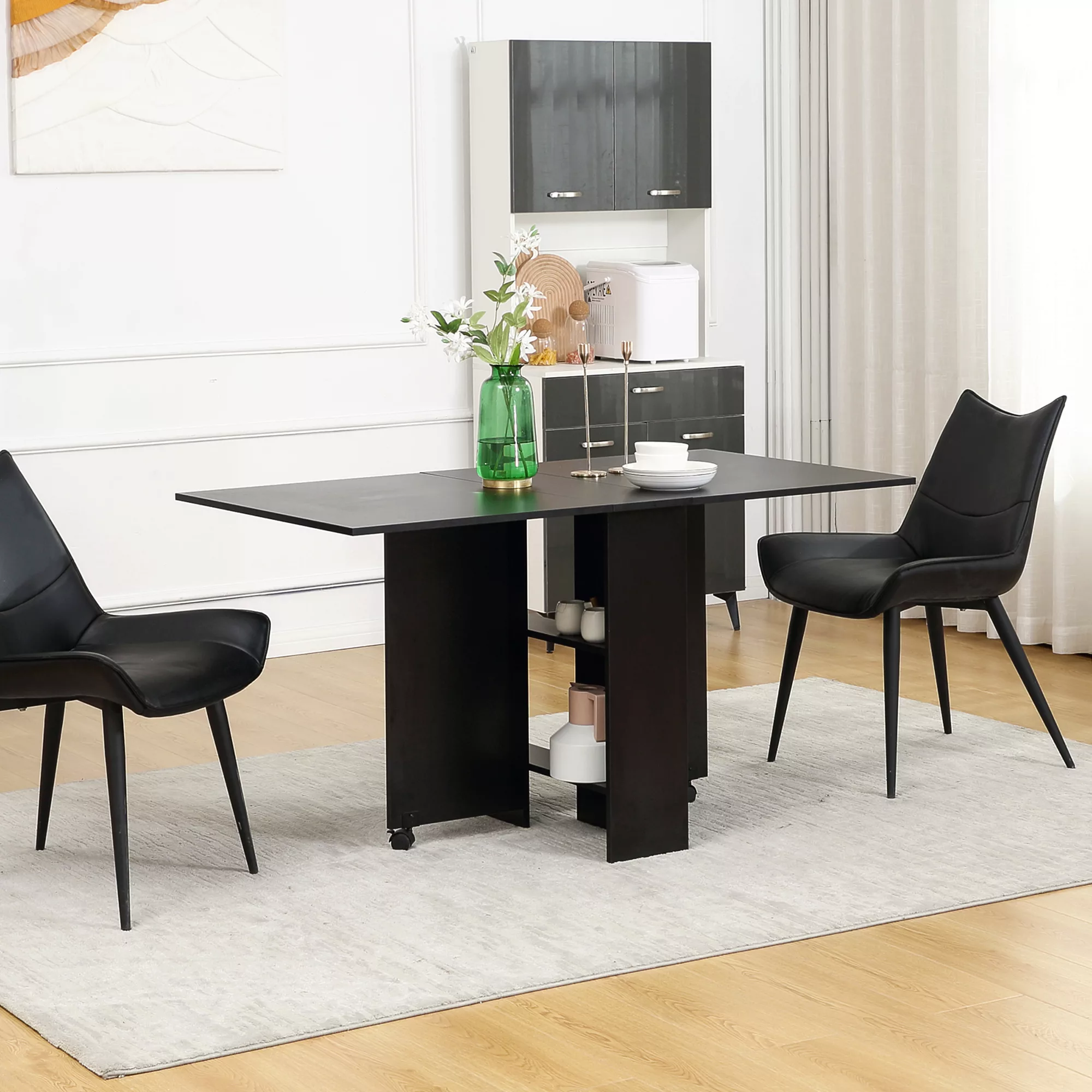 HOMCOM Klappbarer Küchentisch Esszimmermöbel auf Rollen 75 x 140 x 74 cm 2 günstig online kaufen