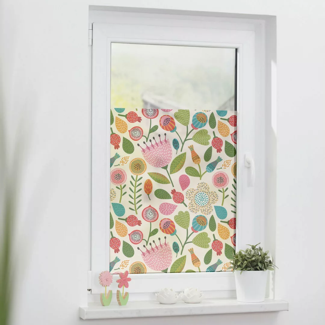 LICHTBLICK Fensterfolie Blumen Floral Blumen bunt B/L: ca. 50x100 cm günstig online kaufen