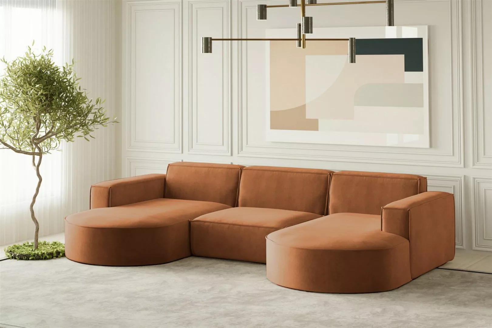 Fun Möbel Wohnlandschaft U-Form Sofa PALMA in Stoff in Stoff Noel und Scala günstig online kaufen