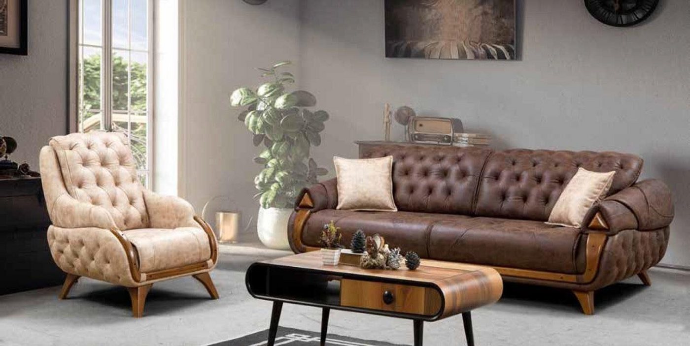 JVmoebel Sofa Sofa Klassische Couchen Luxus Möbel Sofas Leder Couch Neu 3 S günstig online kaufen