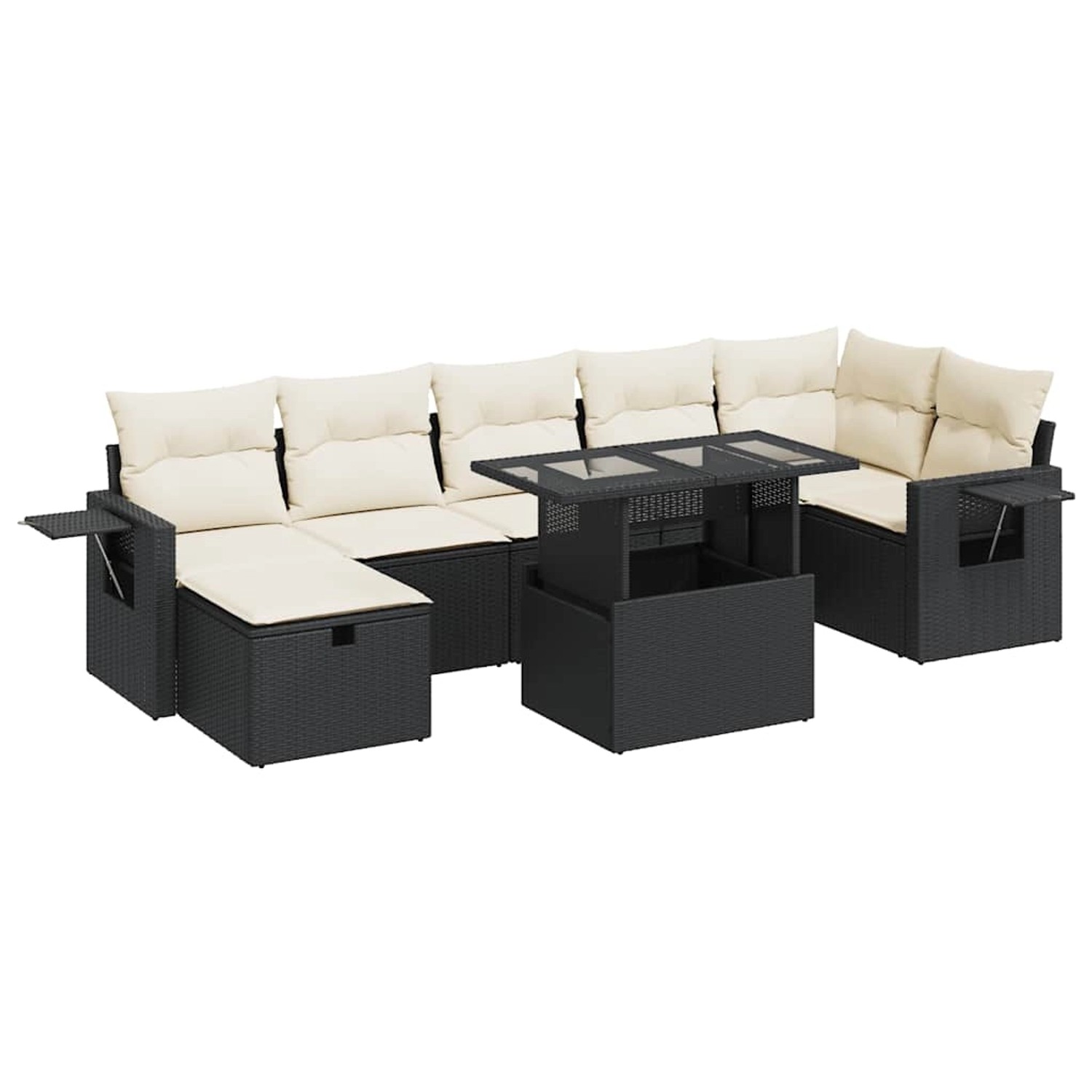 vidaXL 8-Tlg Garten-Sofagarnitur mit Kissen Schwarz Poly Rattan 3327866 günstig online kaufen