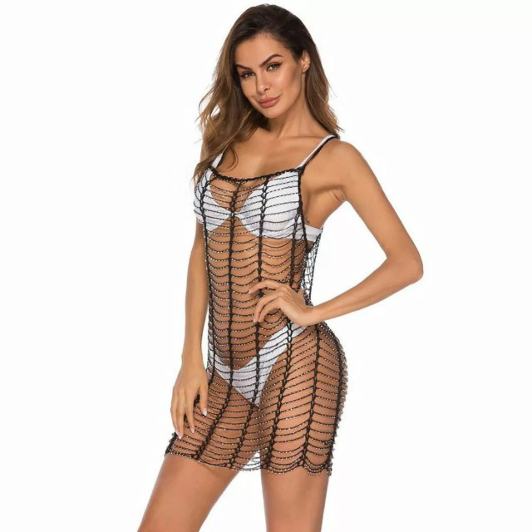 AUKUU Strandkleid Sexy aushöhlen Abdeckung Kleid Trägerkleid Perlenhemd Bad günstig online kaufen