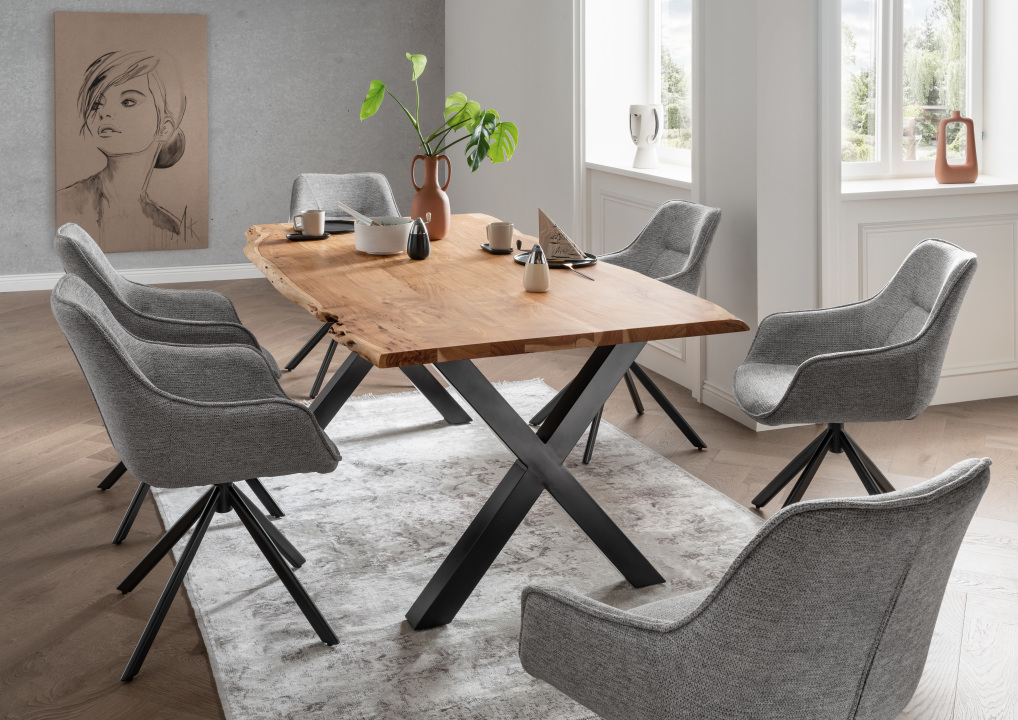 Indoormöbelset Diningsessel San Carlo Mouse Grey & Tisch Catania Gestell X- günstig online kaufen