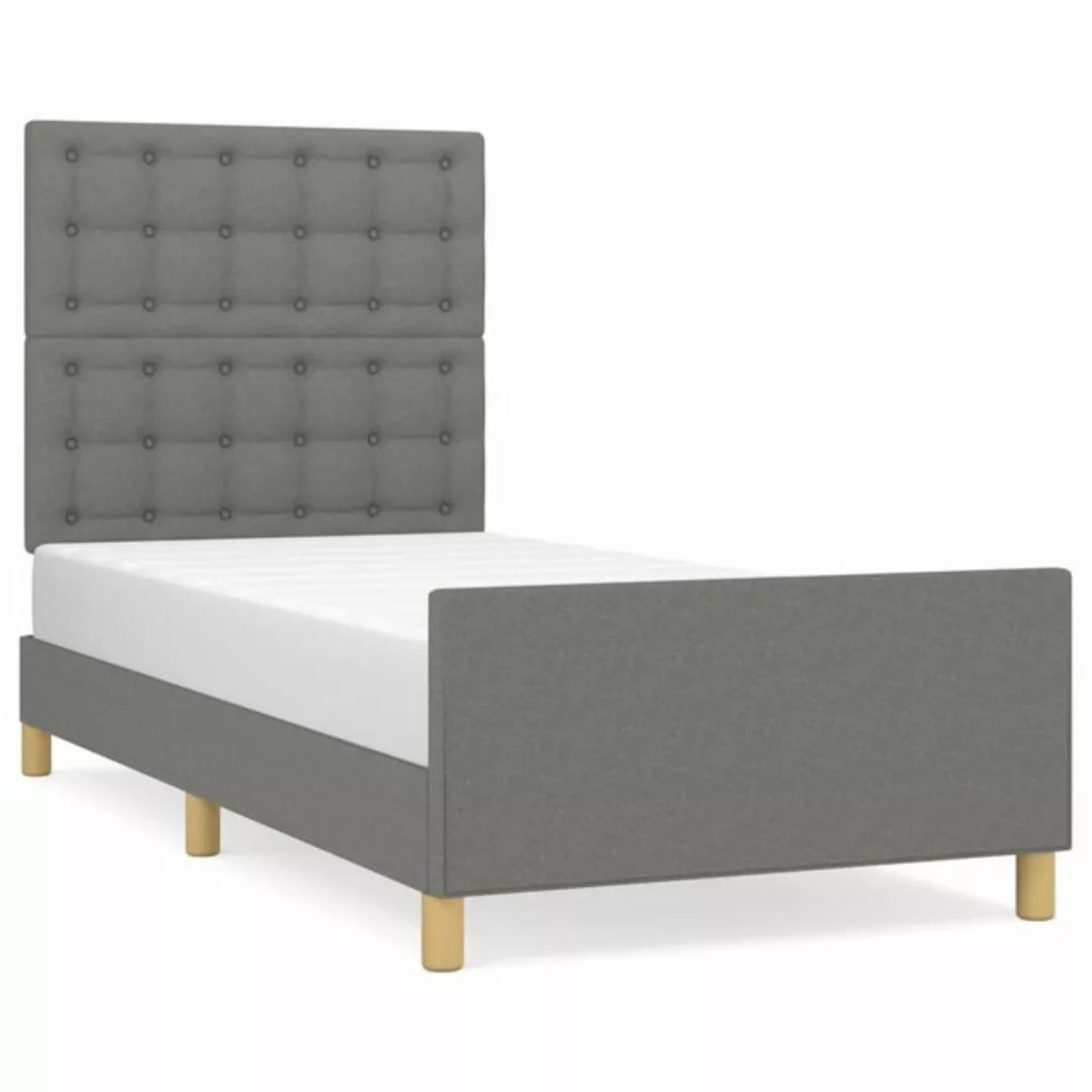 furnicato Bett Bettgestell mit Kopfteil Dunkelgrau 80x200 cm Stoff günstig online kaufen