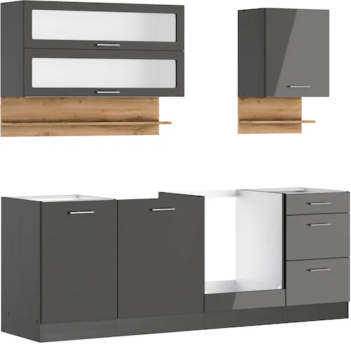 KOCHSTATION Küchenzeile »KS-Milan«, 220 cm breit, robuste Metallauszüge, vi günstig online kaufen