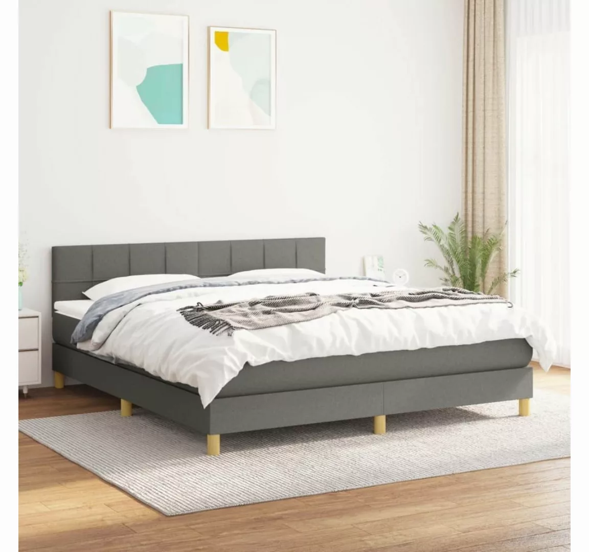 furnicato Bett Boxspringbett mit Matratze Dunkelgrau 180x200 cm Stoff günstig online kaufen