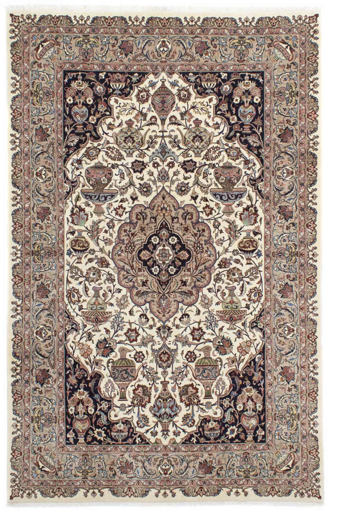 morgenland Wollteppich »Kaschmar Medaillon Beige 290 x 197 cm«, rechteckig, günstig online kaufen