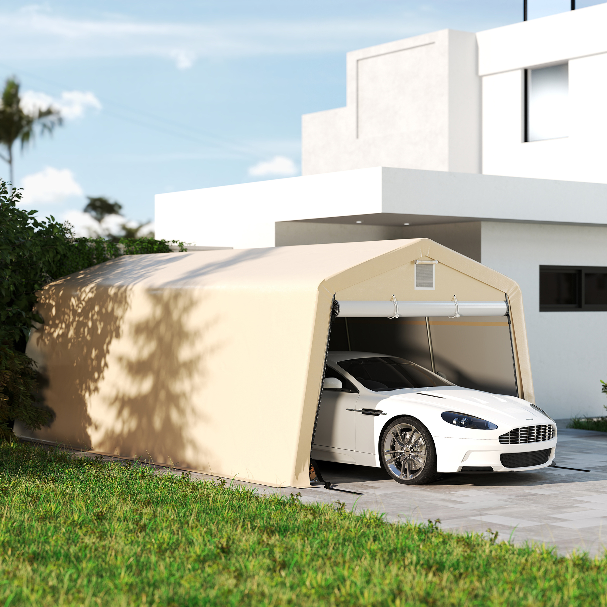Outsunny Carport Garage Zelt 6,2L x 3,3B x 2,4H m feuerverzinkter Stahl HDP günstig online kaufen