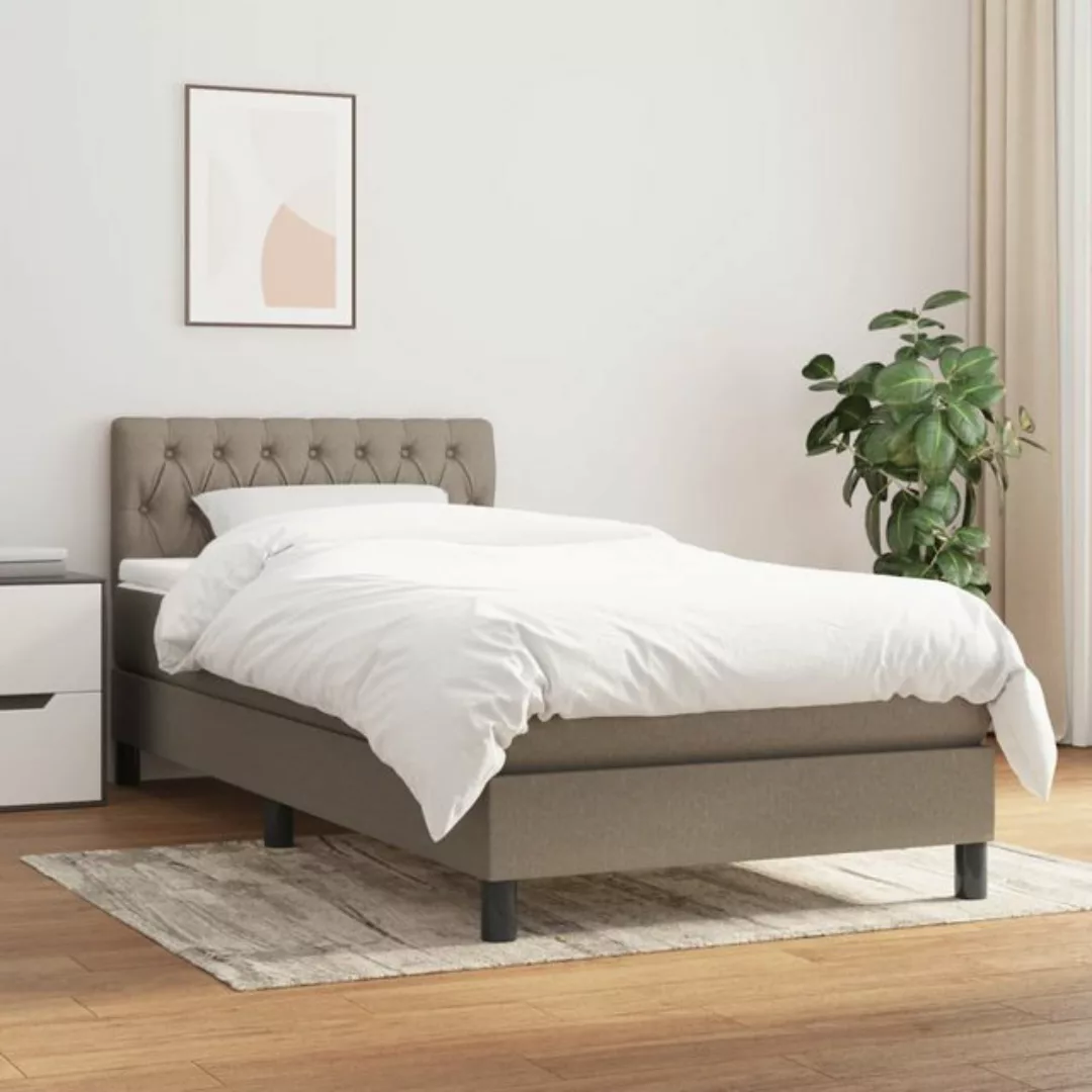 vidaXL Bettgestell Boxspringbett mit Matratze Taupe 100x200 cm Stoff Bett B günstig online kaufen