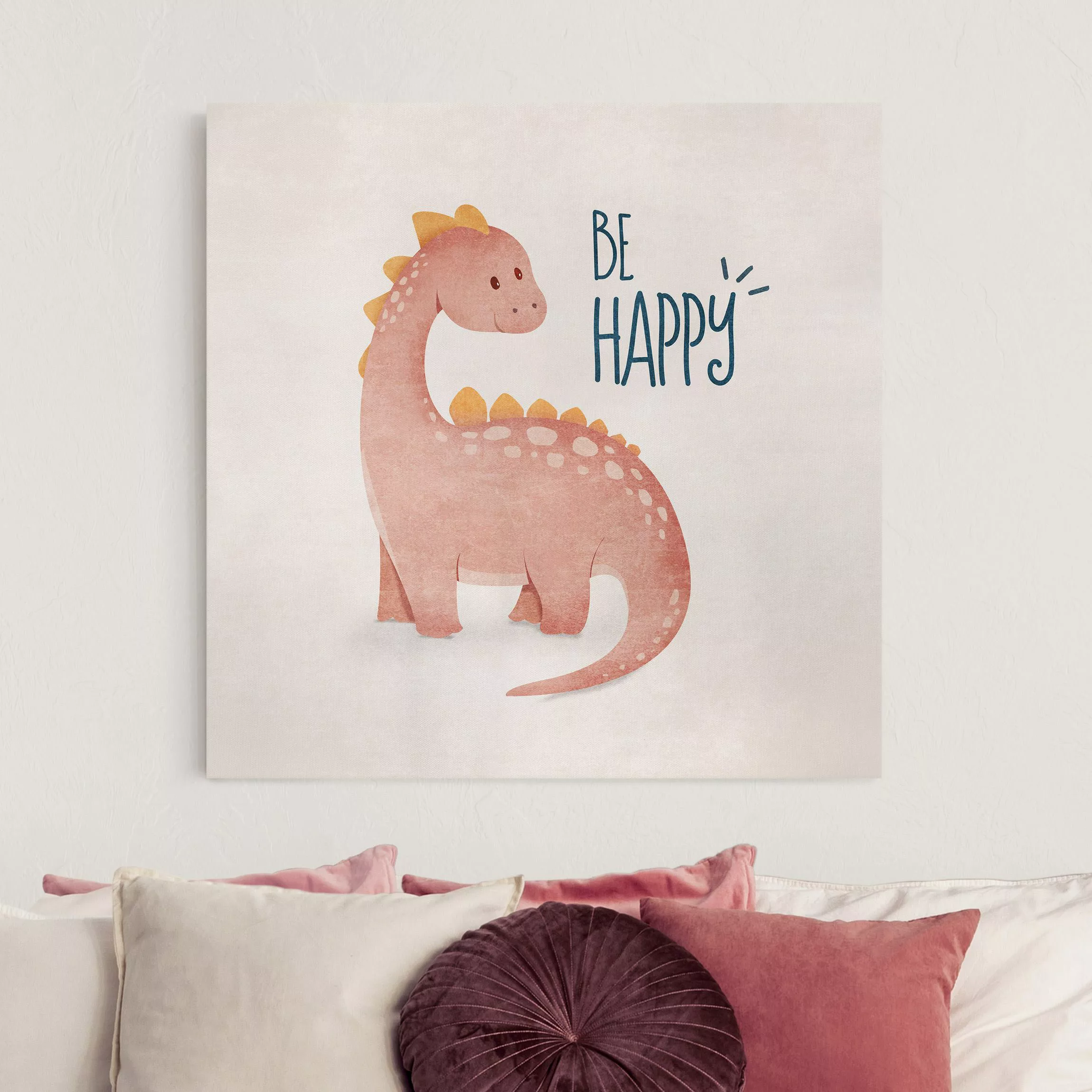 Leinwandbild Süße Dinos - Be happy günstig online kaufen