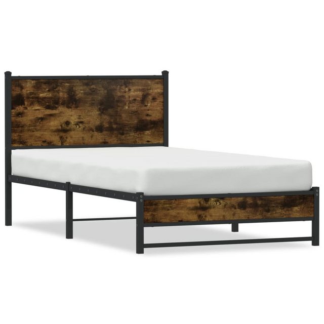 vidaXL Bett Metallbett ohne Matratze Räuchereiche 107x203 cm günstig online kaufen