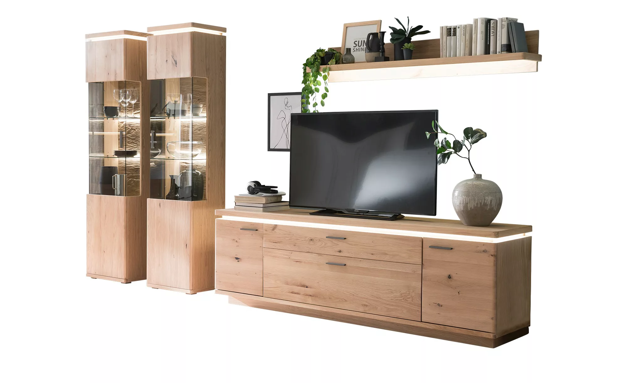 Woodford Wohnwand  Novara ¦ holzfarben ¦ Maße (cm): B: 310 H: 204 T: 50 Woh günstig online kaufen