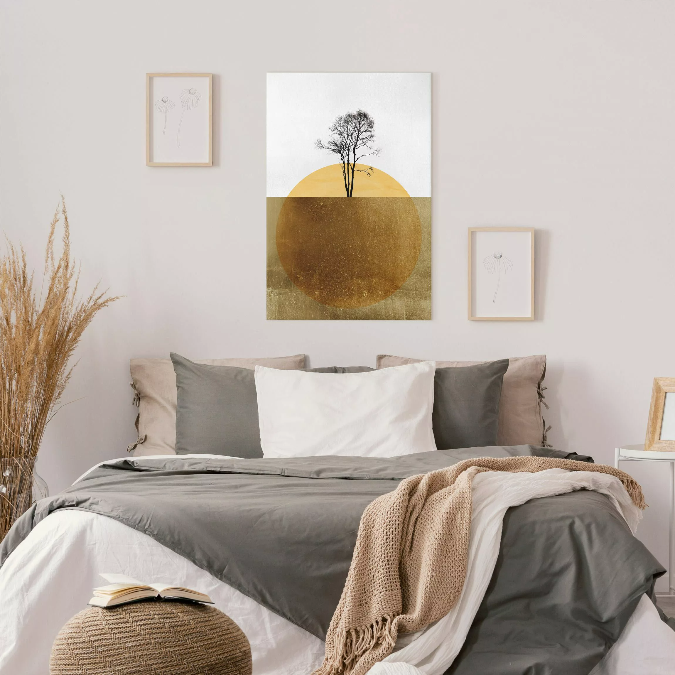 Leinwandbild Goldene Sonne mit Baum günstig online kaufen