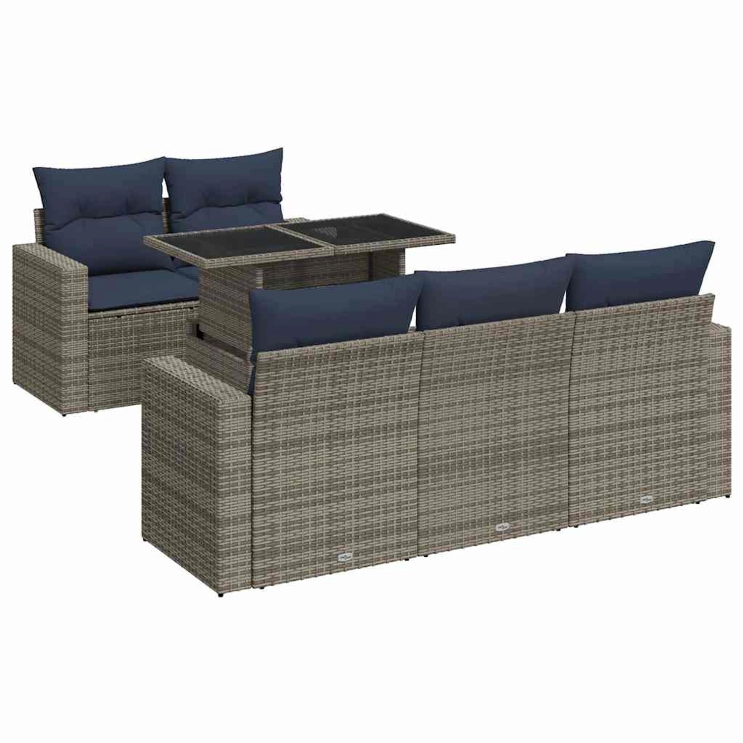 vidaXL 6-Tlg Garten-Sofagarnitur mit Kissen Grau Poly Rattan Akazie 3326252 günstig online kaufen