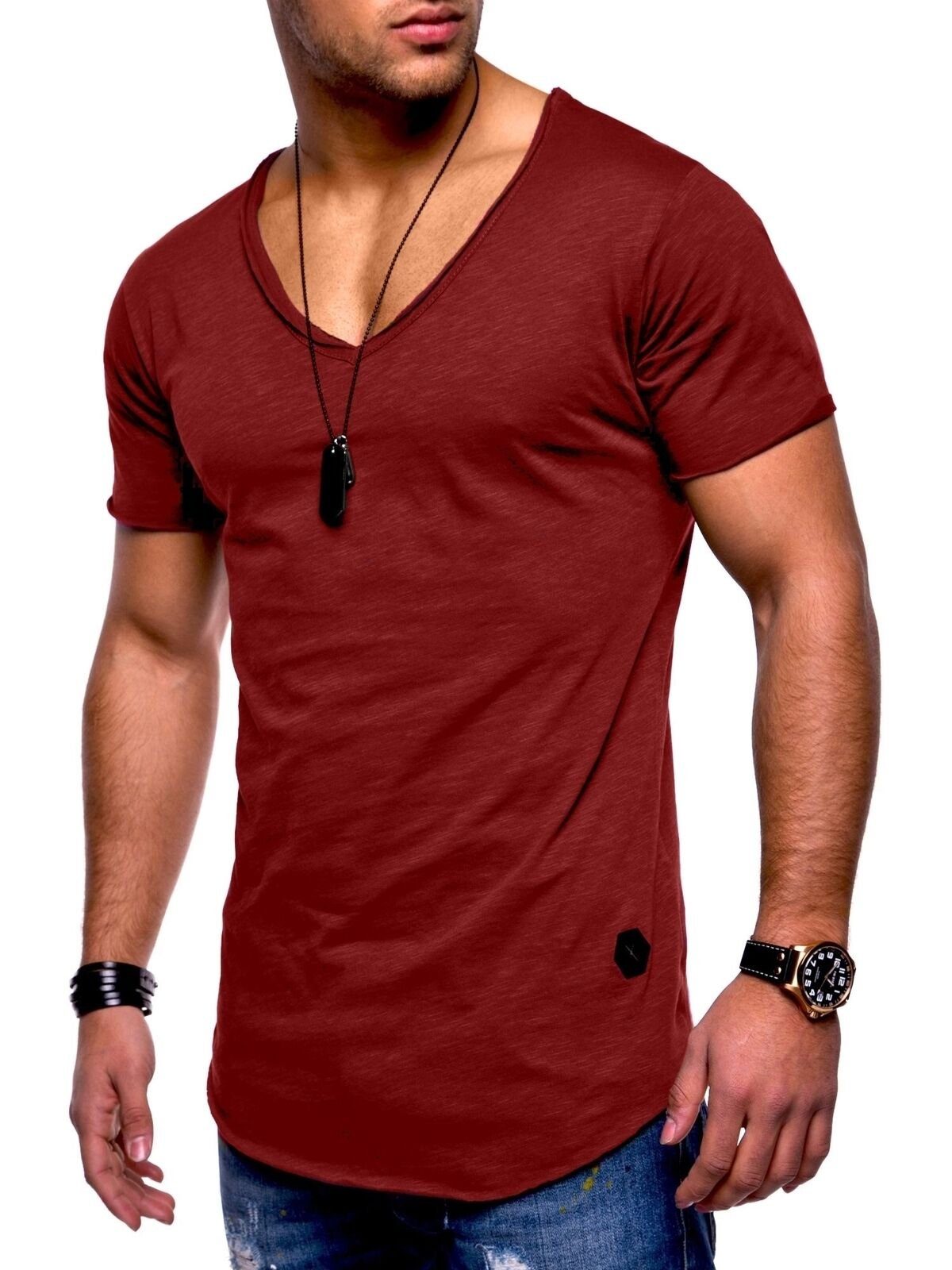 behype T-Shirt "NUKE", (1 tlg.), mit V-Ausschnitt günstig online kaufen