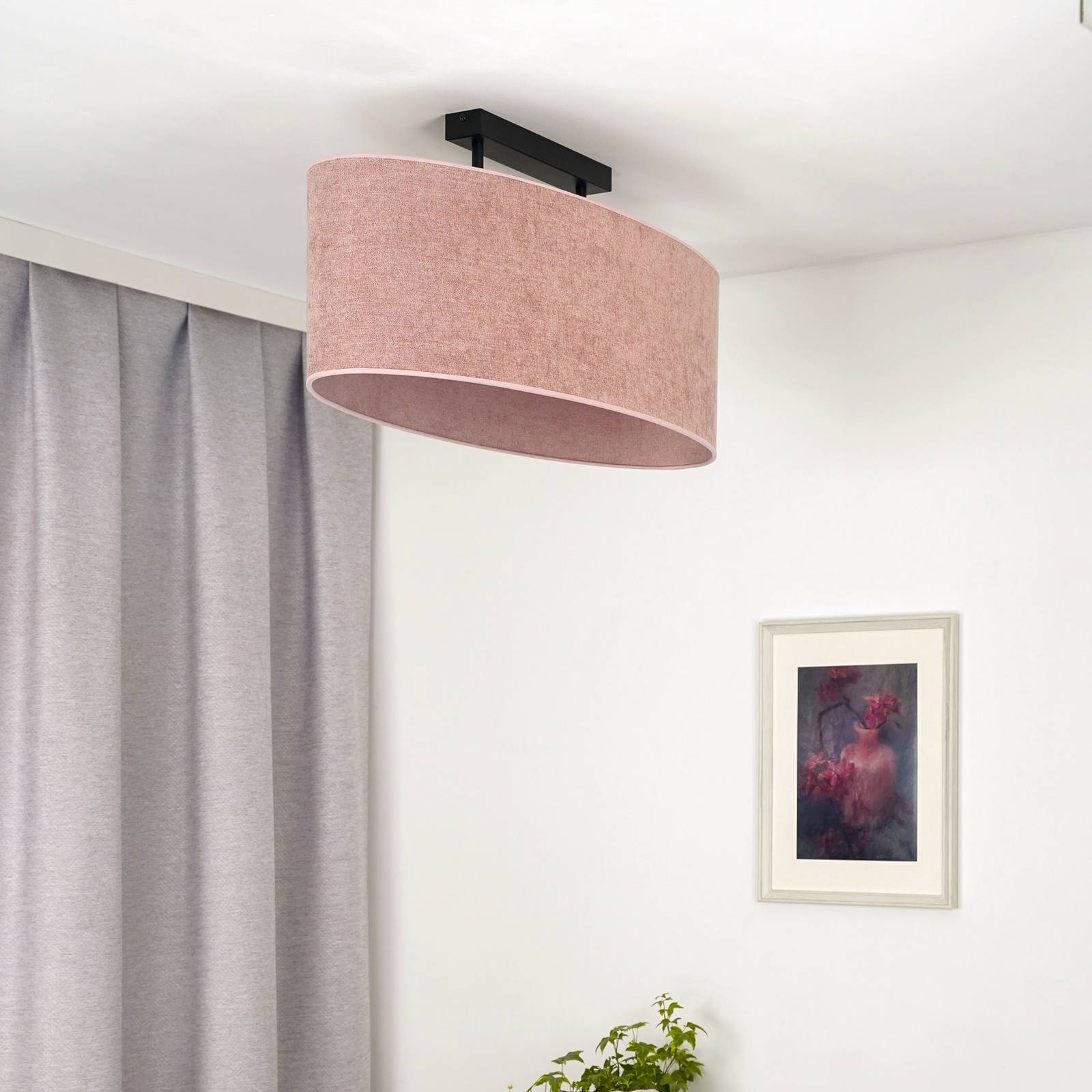 Euluna Deckenlampe Celine, pink, Chenille-Stoff, Länge 80 cm günstig online kaufen