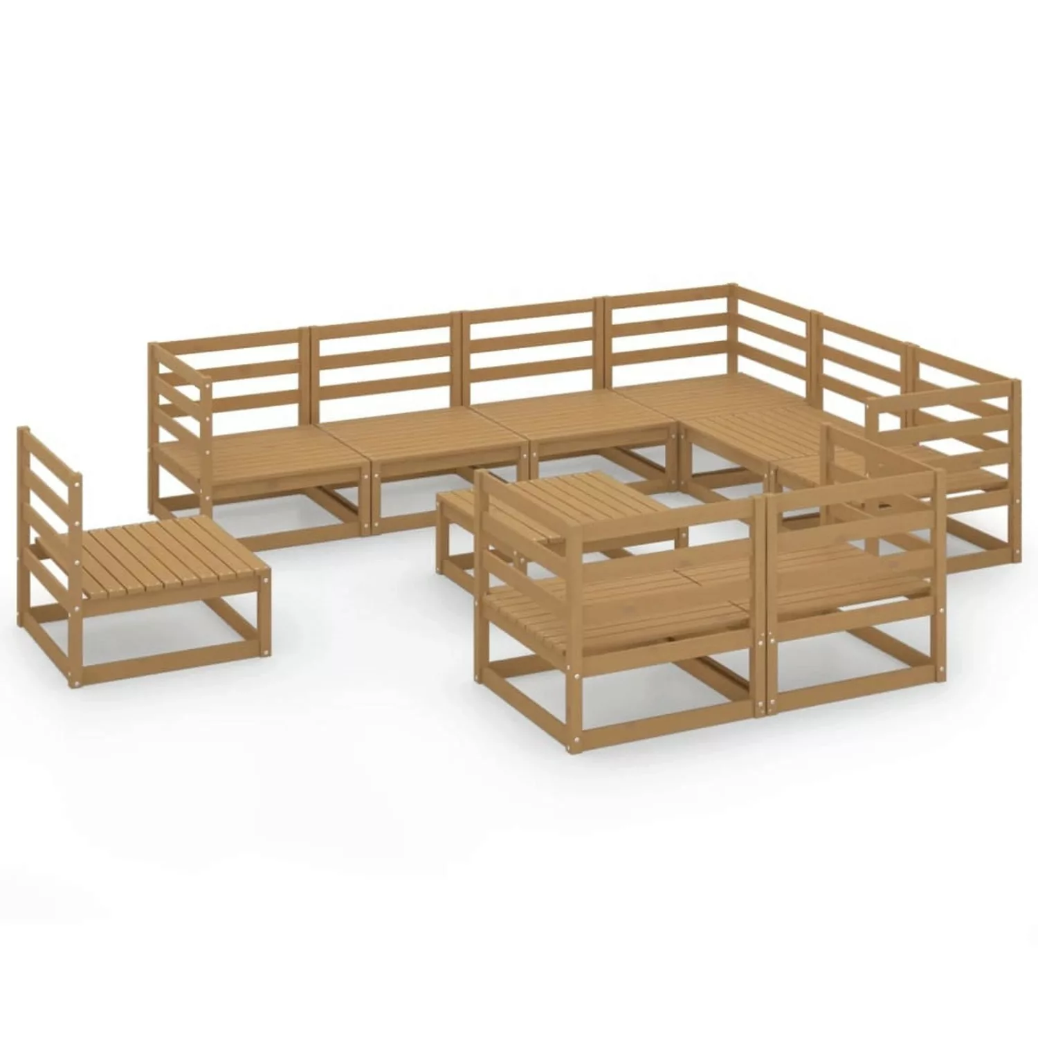 vidaXL 10-tlg Garten-Lounge-Set Honigbraun Massivholz Kiefer günstig online kaufen