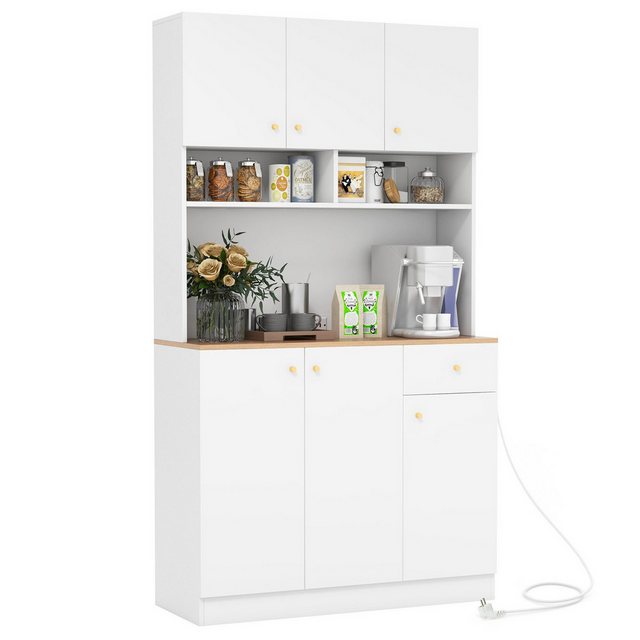 COSTWAY Küchenbuffet Schrank mit Arbeitsplatte, Stauraum, 180cm weiß günstig online kaufen