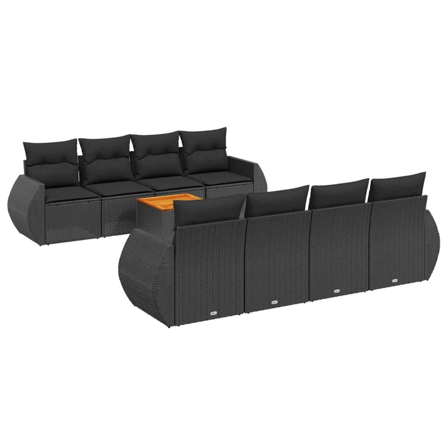 vidaXL 9-tlg Garten-Sofagarnitur mit Kissen Schwarz Poly Rattan Modell 92 günstig online kaufen