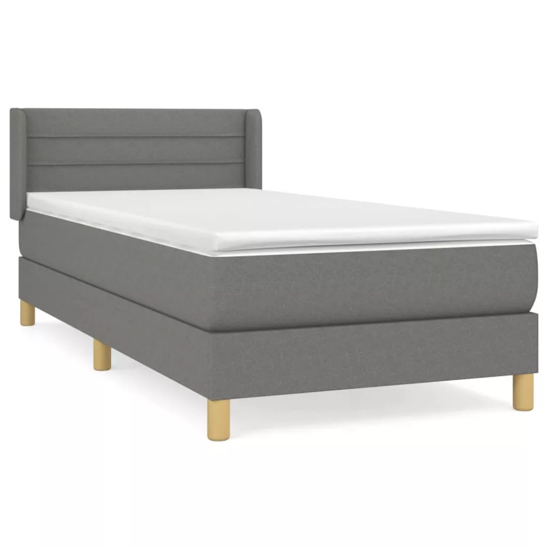 vidaXL Boxspringbett Boxspringbett mit Matratze Dunkelgrau 80x200 cm Stoff günstig online kaufen