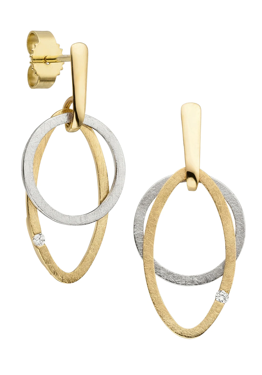 JOBO Paar Ohrhänger "Ohrringe mit 2 Diamanten", 585 Gold bicolor eismatt günstig online kaufen