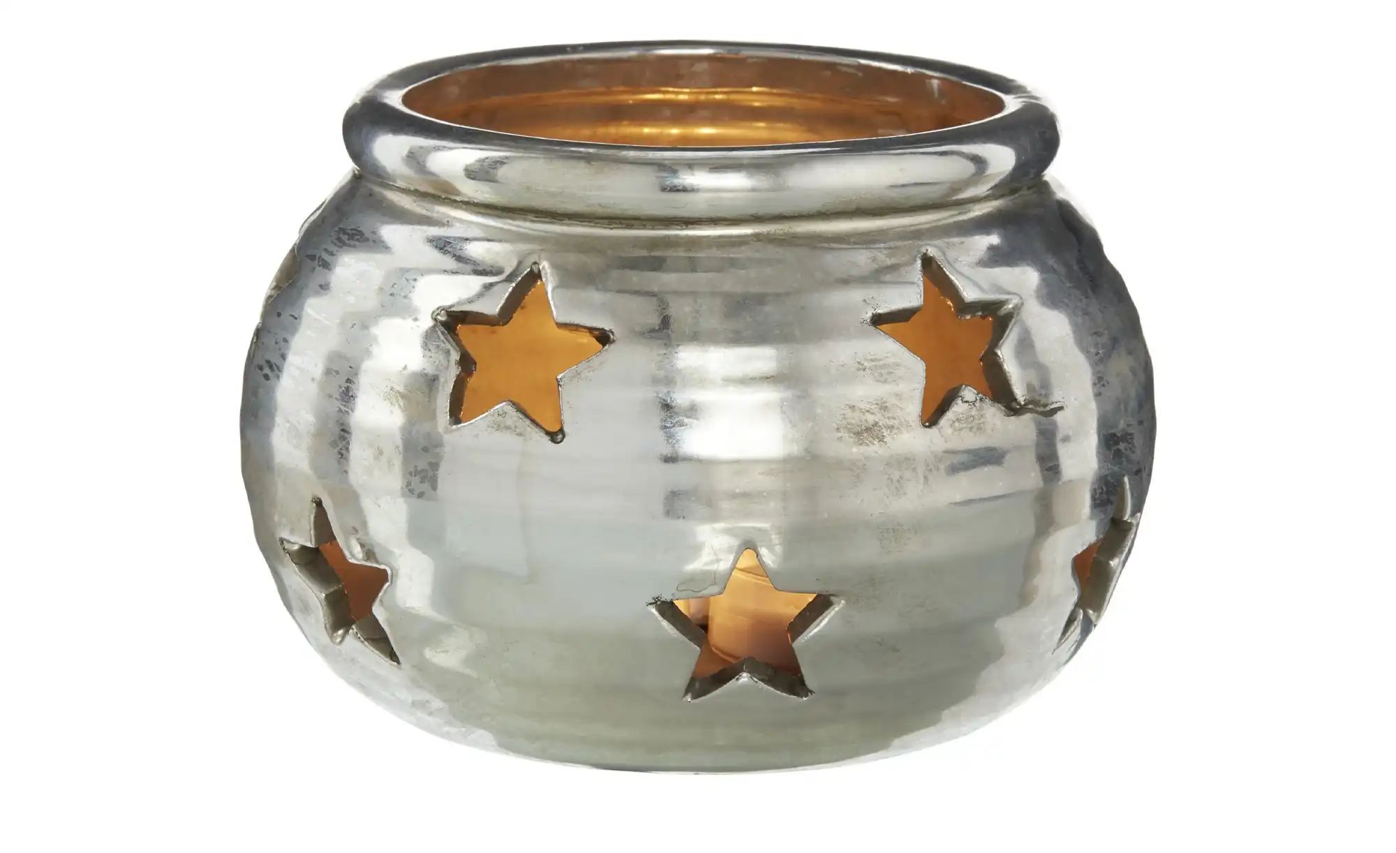 HOME STORY Windlicht mit Sterne ¦ silber ¦ Terracotta ¦ Maße (cm): H: 12  Ø günstig online kaufen