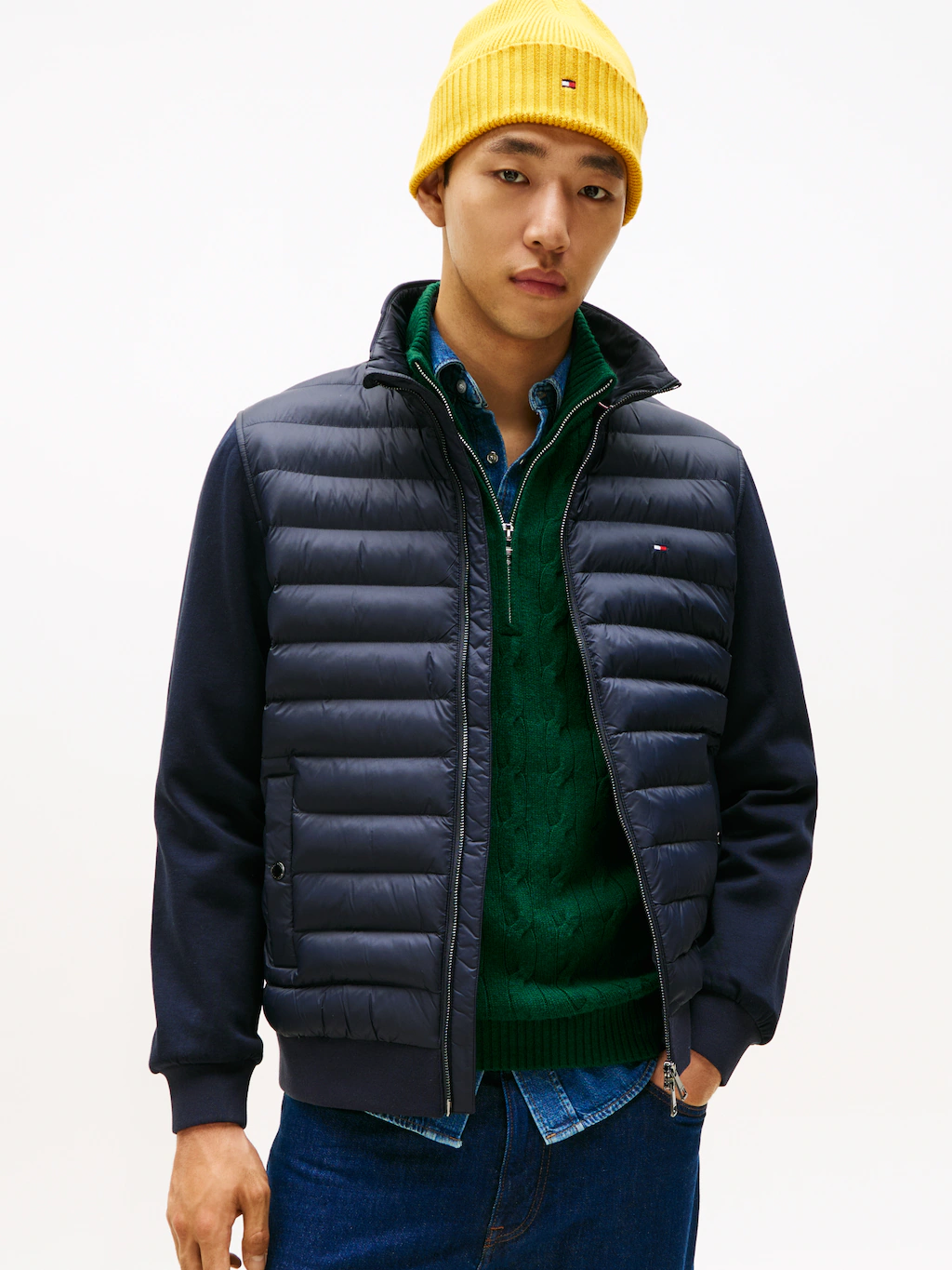 Tommy Hilfiger Steppjacke "MIX MEDIA mit Stehkragen", unifarben, casual, re günstig online kaufen