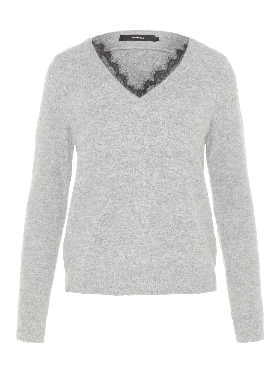 VERO MODA Lace Knitted Pullover Damen Grau günstig online kaufen