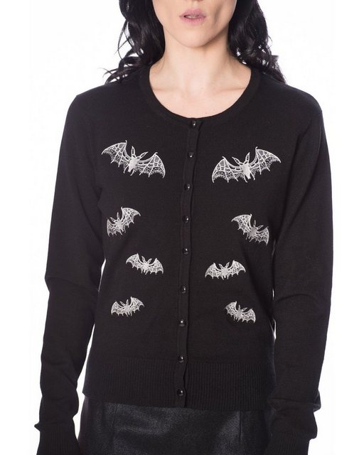 Banned Strickjacke Gothic Lace Bats Bestickte Fledermäuse Cardigan günstig online kaufen