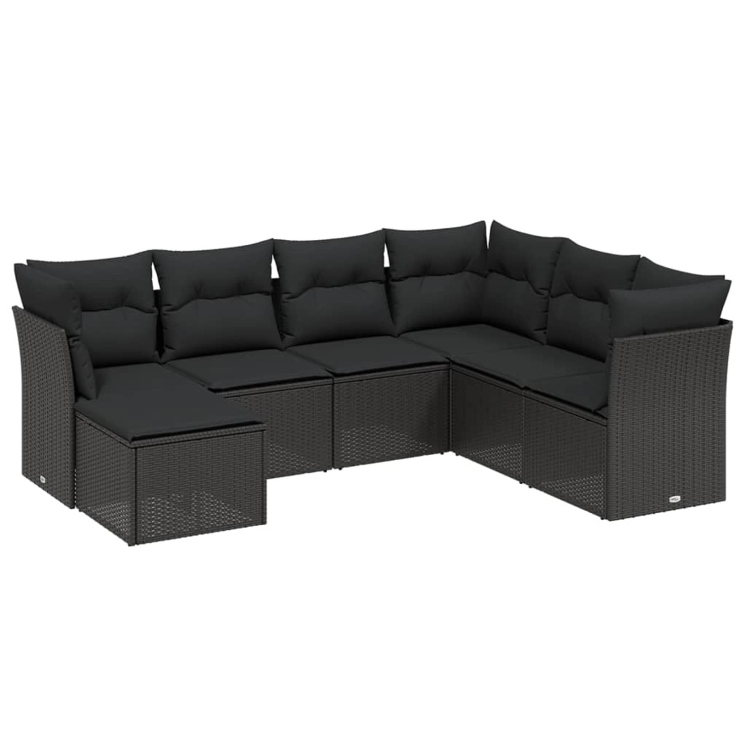 vidaXL 7-tlg Garten-Sofagarnitur mit Kissen Schwarz Poly Rattan Modell 200 günstig online kaufen