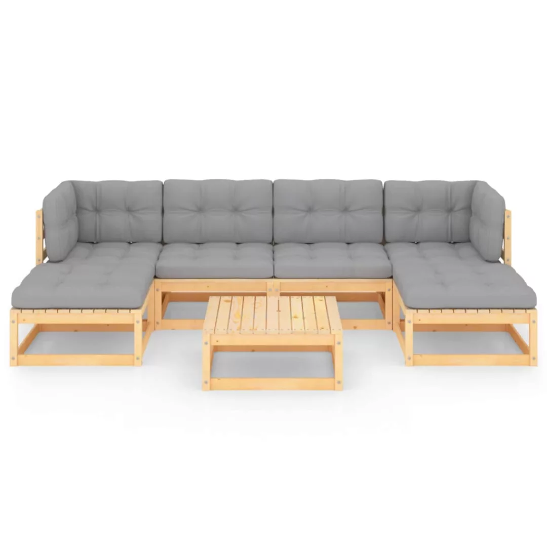 7-tlg. Garten-lounge-set Mit Kissen Kiefer Massivholz günstig online kaufen