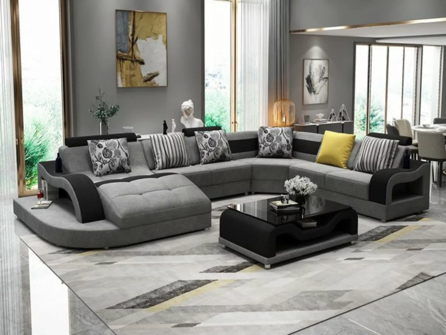 JVmoebel Ecksofa, Ecksofa Sofa U Form Couch Polster Designer Textil Big Sto günstig online kaufen