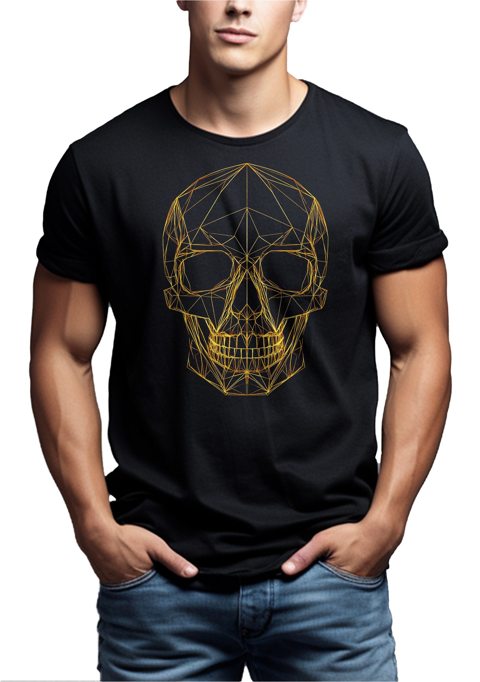 MAKAYA Print-Shirt mit Totenkopf Motiv Feine günstig online kaufen