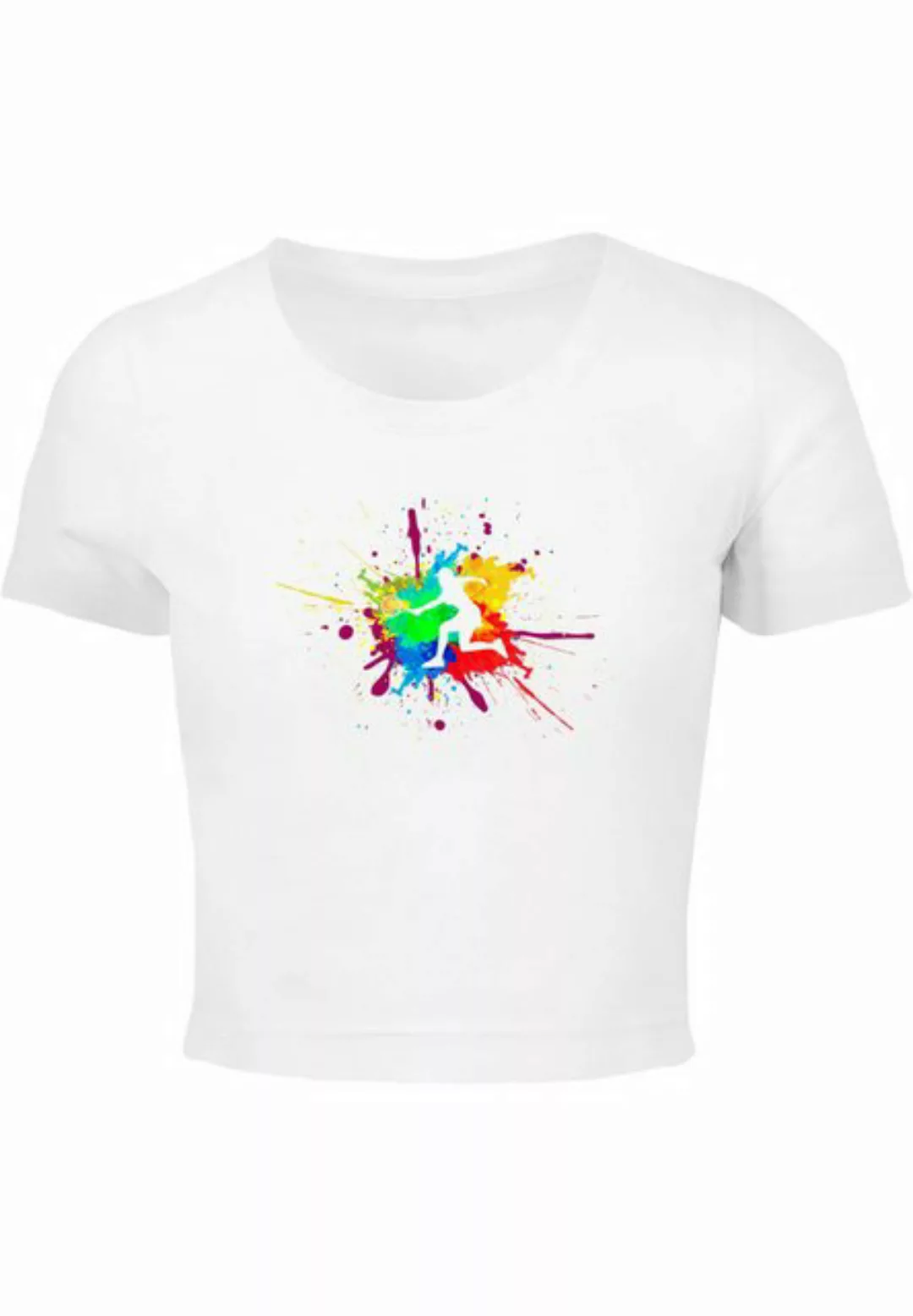 Merchcode T-Shirt Merchcode Damen Ladies Color Splash Player Cropped Tee (1 günstig online kaufen