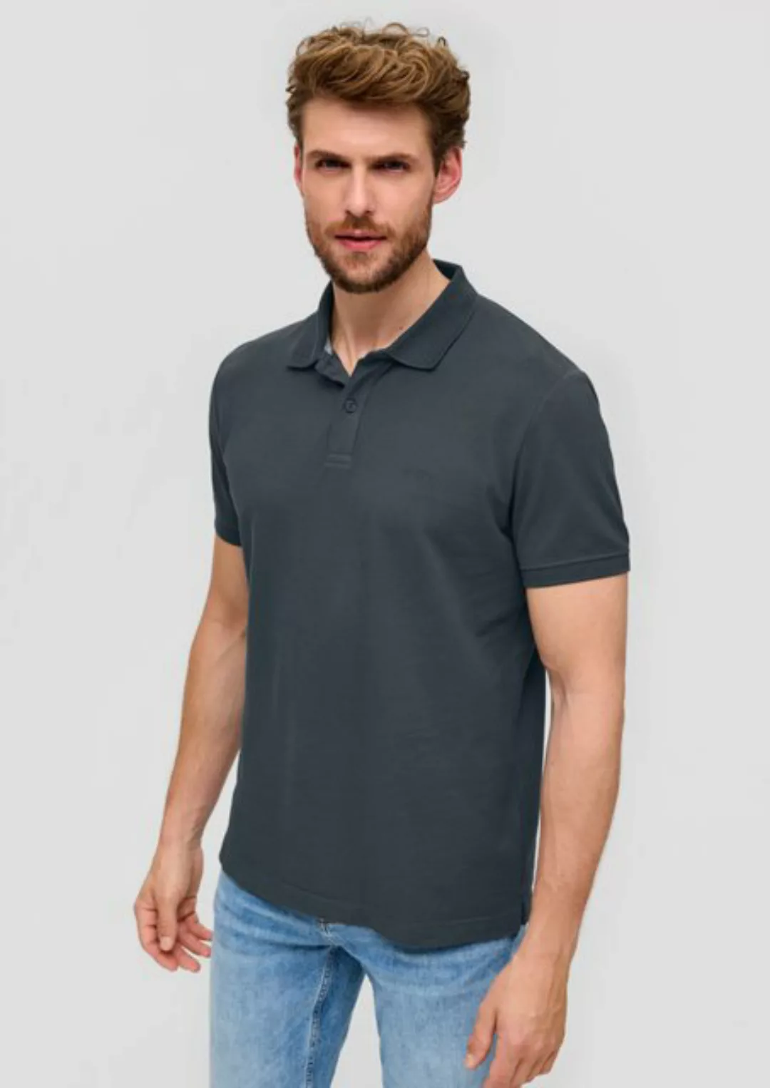 s.Oliver Kurzarmshirt Poloshirt aus Baumwolle Logo günstig online kaufen