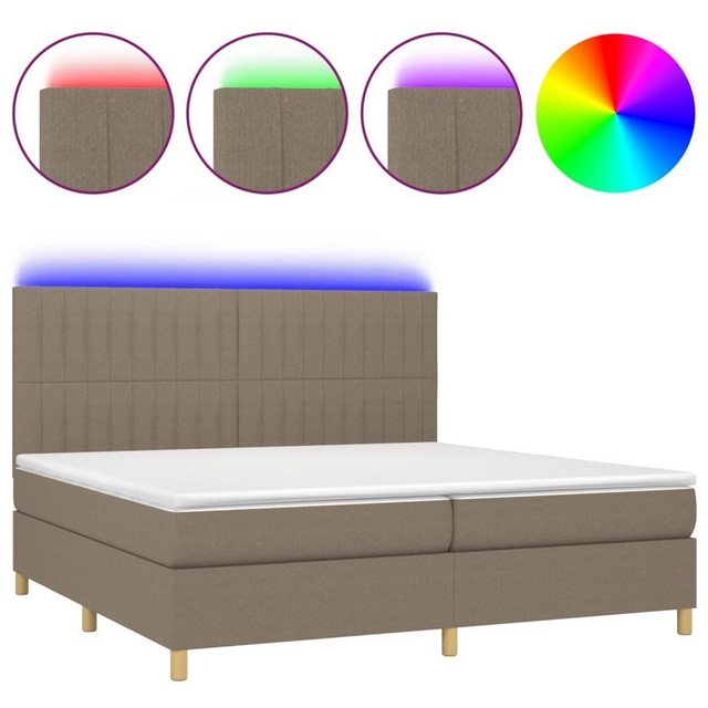 vidaXL Bettgestell Boxspringbett mit Matratze LED Taupe 200x200 cm Stoff Be günstig online kaufen