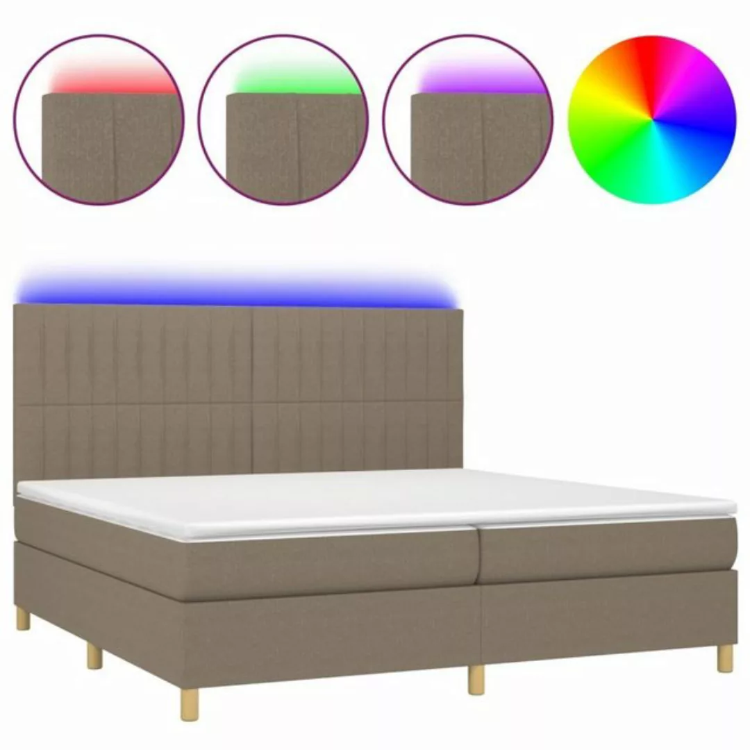 vidaXL Boxspringbett Boxspringbett mit Matratze LED Taupe 200x200 cm Stoff günstig online kaufen