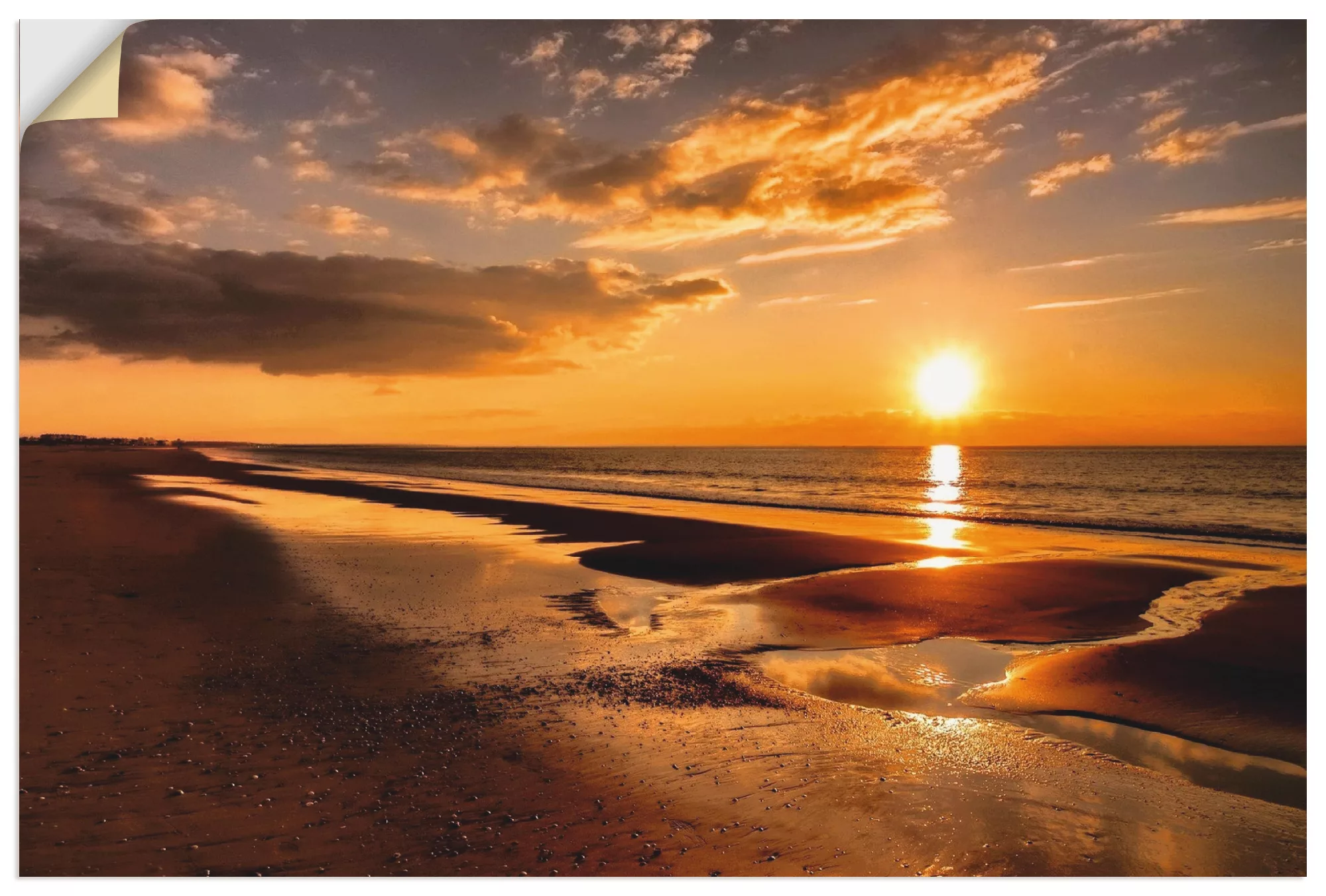 Artland Wandbild »Sonnenuntergang am Mittelmeer«, Strand, (1 St.), als Lein günstig online kaufen