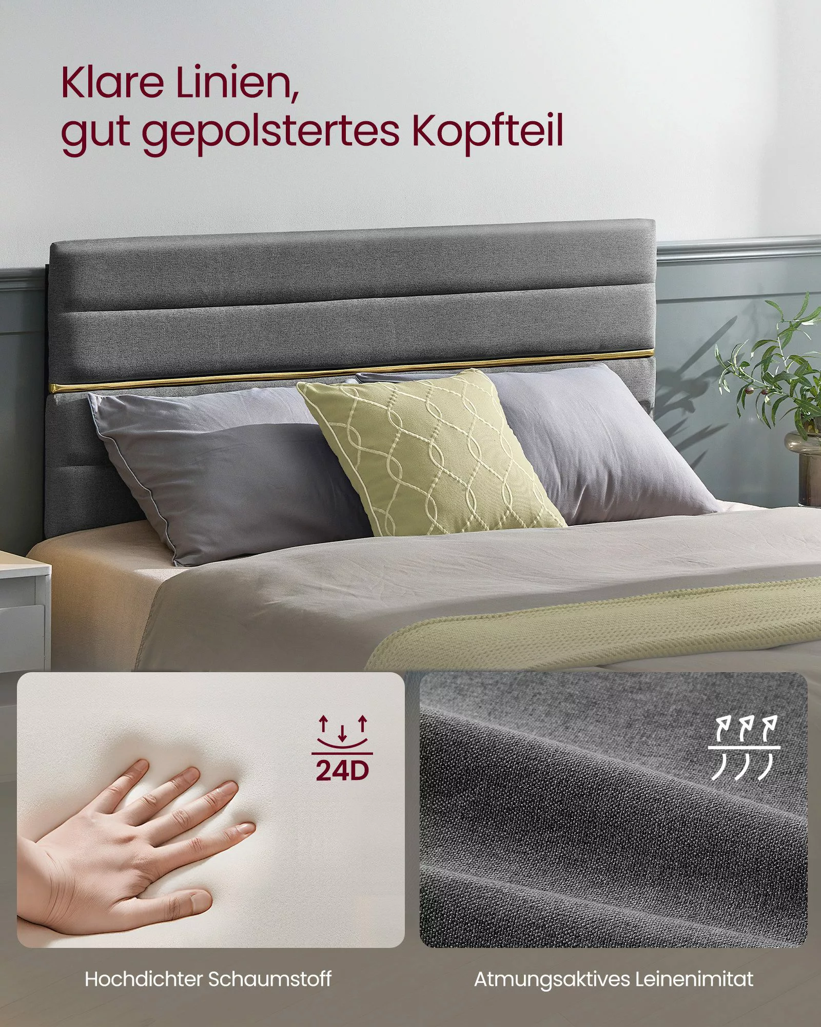 VASAGLE Polsterbett (140 x 200 cm, günstig online kaufen