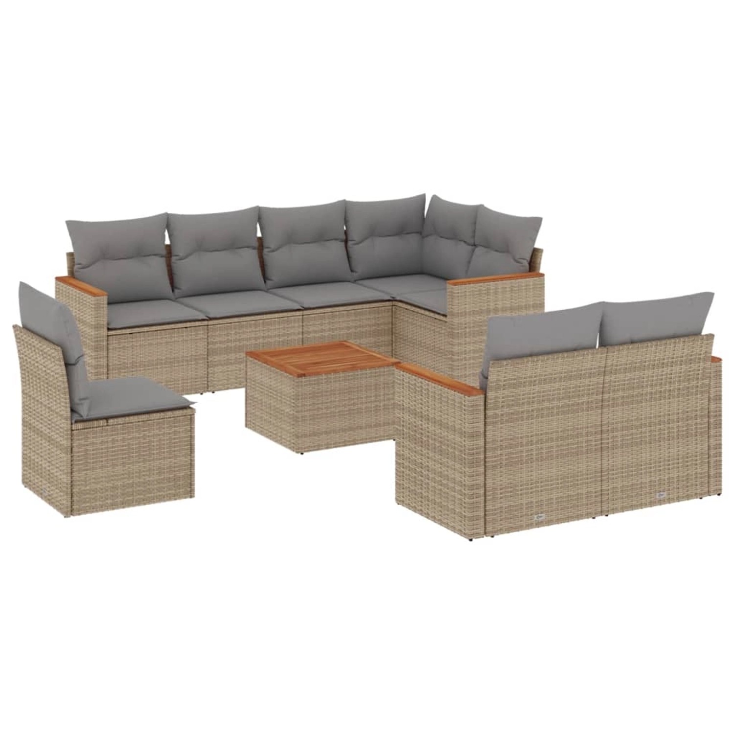 vidaXL 9-Tlg Garten-Sofagarnitur mit Kissen Beige Poly Rattan 3226171 günstig online kaufen