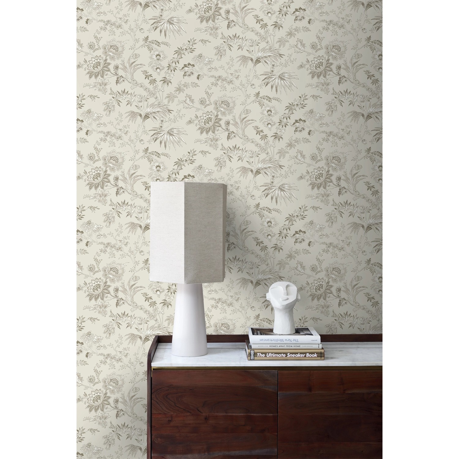 Origin Wallcoverings Tapete Blumen Kieselgrau 53 cm x 10,05 m 326123 günstig online kaufen