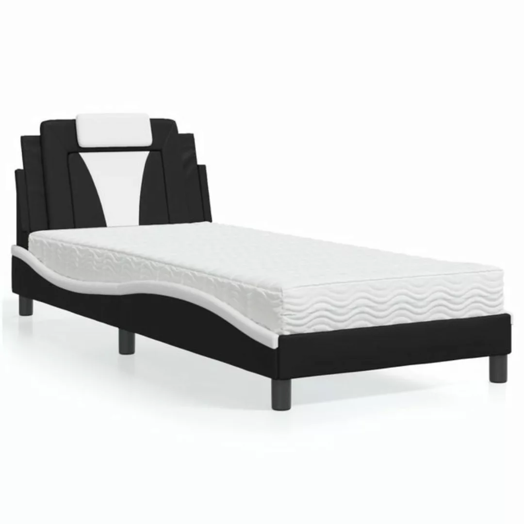 vidaXL Bett Bett mit Matratze Schwarz und Weiß 80x200 cm Kunstleder günstig online kaufen